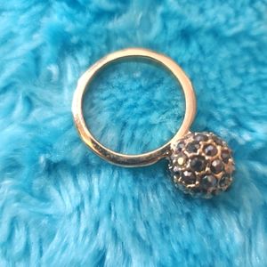 Gold tone, grey stone, costume ring